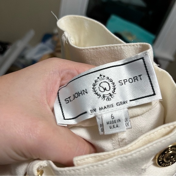 St. John Sport Cream White Trousers Pants Size 6 N2 - Picture 5 of 7